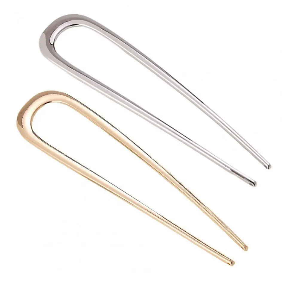2Pcs French Pins Hair Pins 5.5 Inch Metal U-Shaped Hair Clip Hair Vintage French Twist Hair Pin for Women Girls Hairstyle Gifts