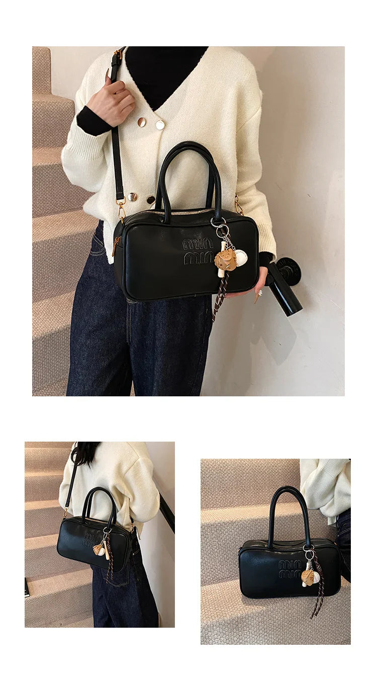 2025 new high-end luxury designer Boston handbag female niche retro fashion all-match pillow bag shoulder messenger bag trend