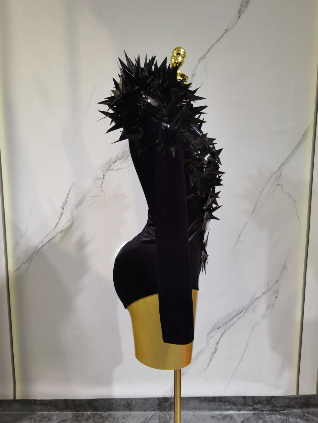 2025 New Shiny Black Rhinestone Velvet Long Sleeve Bodysuit Women Evening Party Club Gala Hosts NightClub Bar Stage Costumes