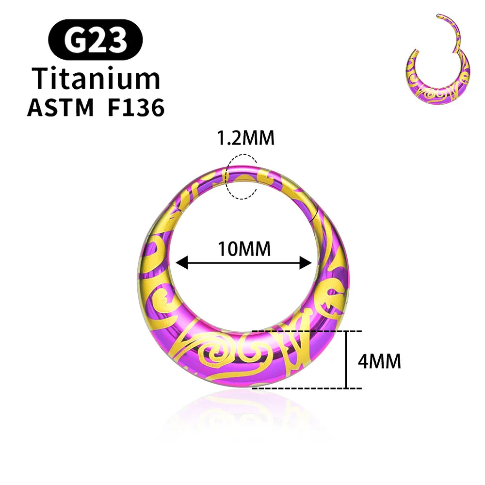 ASTM F136 Titanium 16G Moon Septum Hoop Ring Anodizing Hinged Segment Nose Clicker Tragus Helix Daith Earring Piercing Jewelry