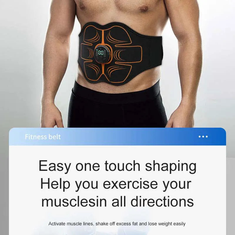 Abs Trainer EMS Abdominal Muscle Stimulator Electric Toning Belt USB Recharge Waist Belly Weight Loss Home Gym Fitness Equiment