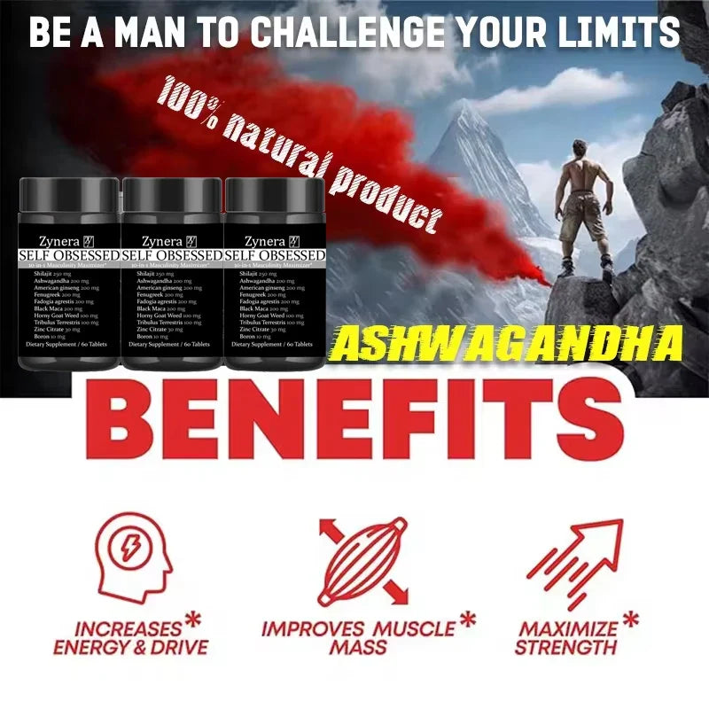 Ashwagandha Shilajit Maca Tablets Male Enhancing Supplement Reproductive Health Natural Energizer Immunity,E-rection Capsules