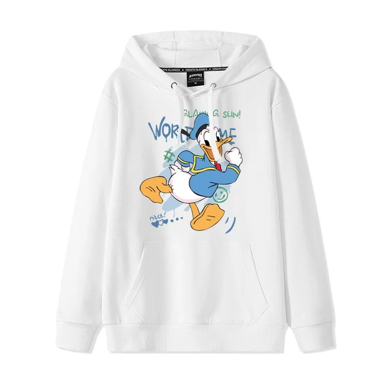 Donald Duck print pattern hooded men's and women's hoodies, trendy loose casual couple hoodies, hooded jacket, multiple colors