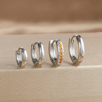 4PCS Set Stainless Steel Huggie Minimal Hoop Earrings 6/8/10mm Crystal Zirconia Helix Tragus Cartilage Earrings Piercing Jewelry