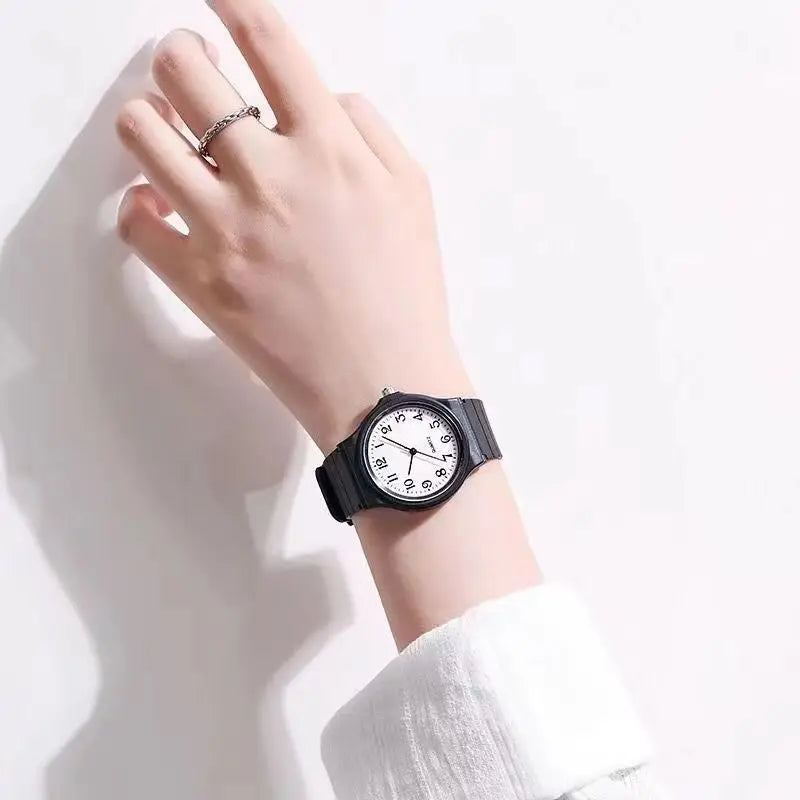 Casual Exam Watch Silicone Strap Simple Women Watch Student Ladies Quartz Wristwatch Waterproof Round Small Dial Clock for Girls