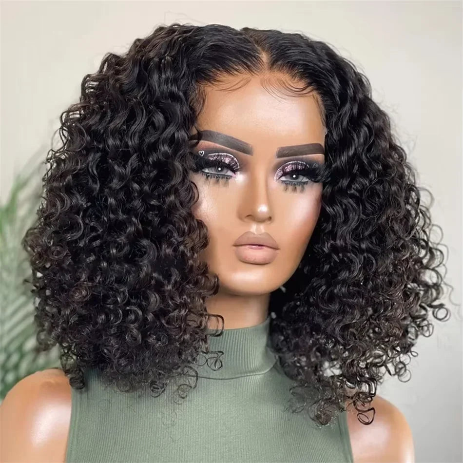 250% Density Malaysian Curly Short Human Hair Pre Plucked BOB Wig 13x4 HD Lace Front Wig Human Hair Deep Wave Lace Frontal Wig