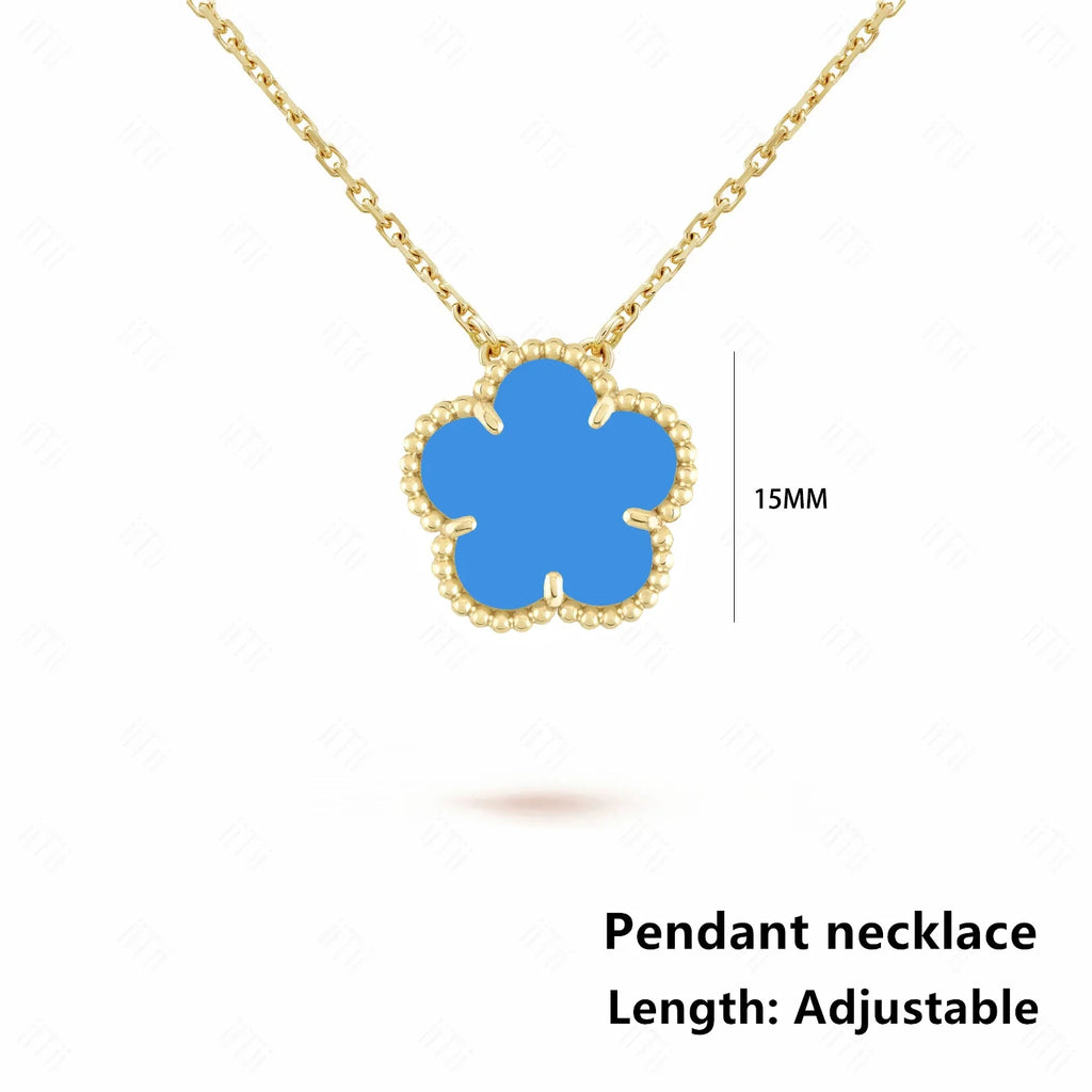7 colors classic simple five-leaf flower pendant necklace natural stones clover Choker Chain for women party daily wear jewelry