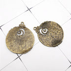 2PCS Antique Charm Ancient Tone Round Shaped Alloy Pendants Crafts 52*44mm Jewelry Making Accessory DIY Findings Charms Pendant