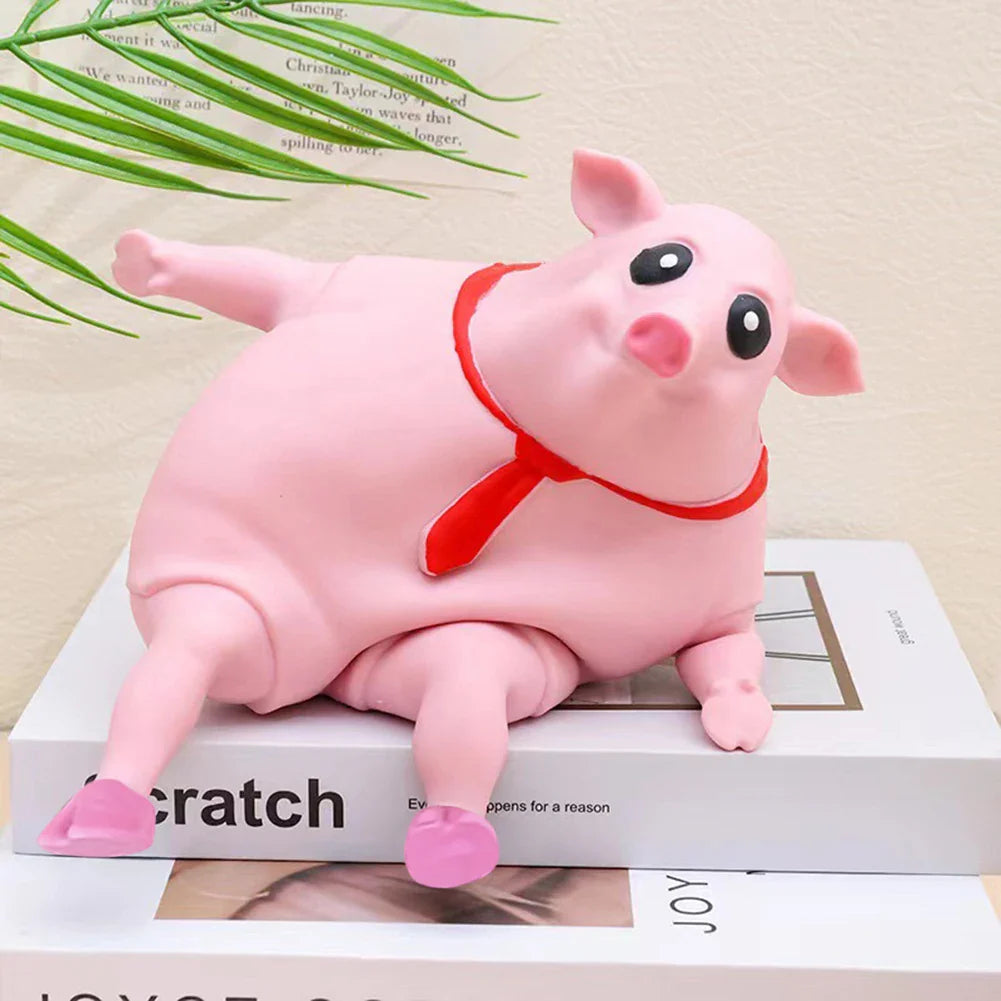 Cartoon Toy Pig Stretch Creative Sensory Toy Rebound Pig Stress Relief Toy Funny Squeeze Soft Pig Toy for Girls Boys