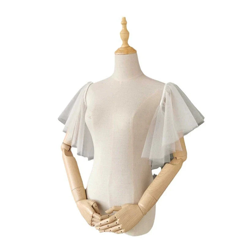 Bridal Sleeves Detachable Pleated for Women Wedding Dress Party Dress Accessories White Black