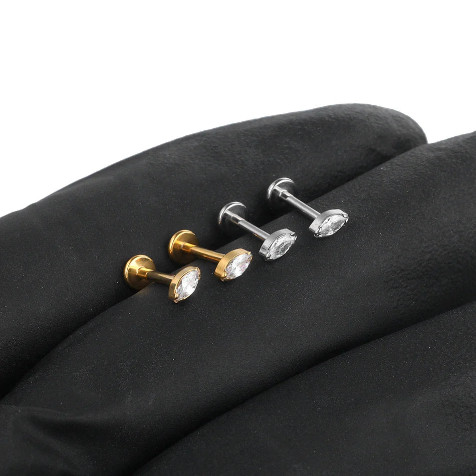 1PC Titanium Zircon Star Flower Labret Piercing for Women Cartilage Tragus Daith Helix Stud Earring Body Jewelry