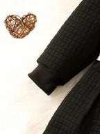 Baby Girls Fashion Autumn And Winter Thermal Belted Dress Set Princess Coat Classic Black And White Color Contrast Cardigan