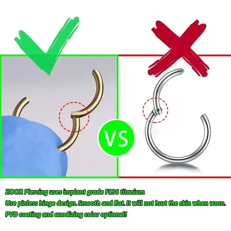 1/10Pc Stainless Steel Nose Ring CZ 16G Hinged Septum Clicker Segment Ear Tragus Cartilage Daith Lip Nose Body Piercing Jewelry