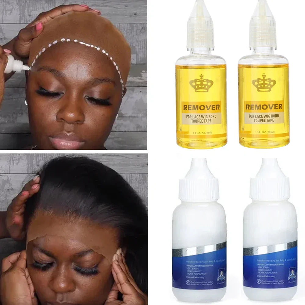 2pcs Wig Glue Strong Hold Lace Glue and Lace Glue Remover Set,Waterproof .securely .Safe Lace Front Wig Glue and Remover