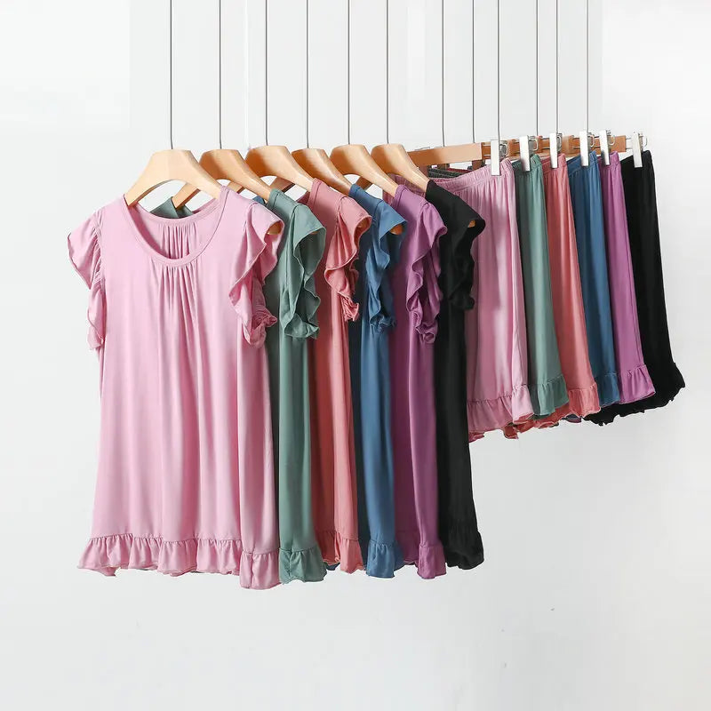 3XL-8XL Women's Pajama Sets New Plus Size Lounge Wear Modal Sleeveless Shirt Shorts Suit Sleepwear Home Clothes Ladies Pijamas