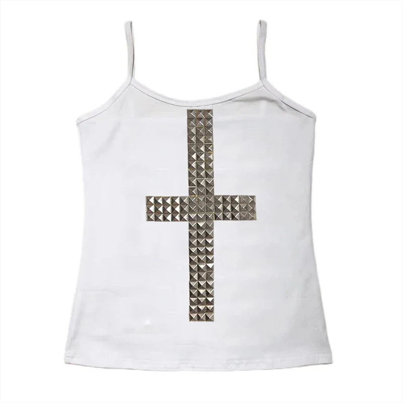 Emo Kpop Goth Baby Tees Women 90s Vintage Clothing T-shirts Kawaii Girl Harajuku Cross Hot Stamping Y2k Clothes Streetwear