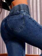 2025 Fashion Straight High Waist Jeans Women Elastic Skinny Denim Pants Y2K Trousers Shaping Butt Lift Slim-fit Jeans Black