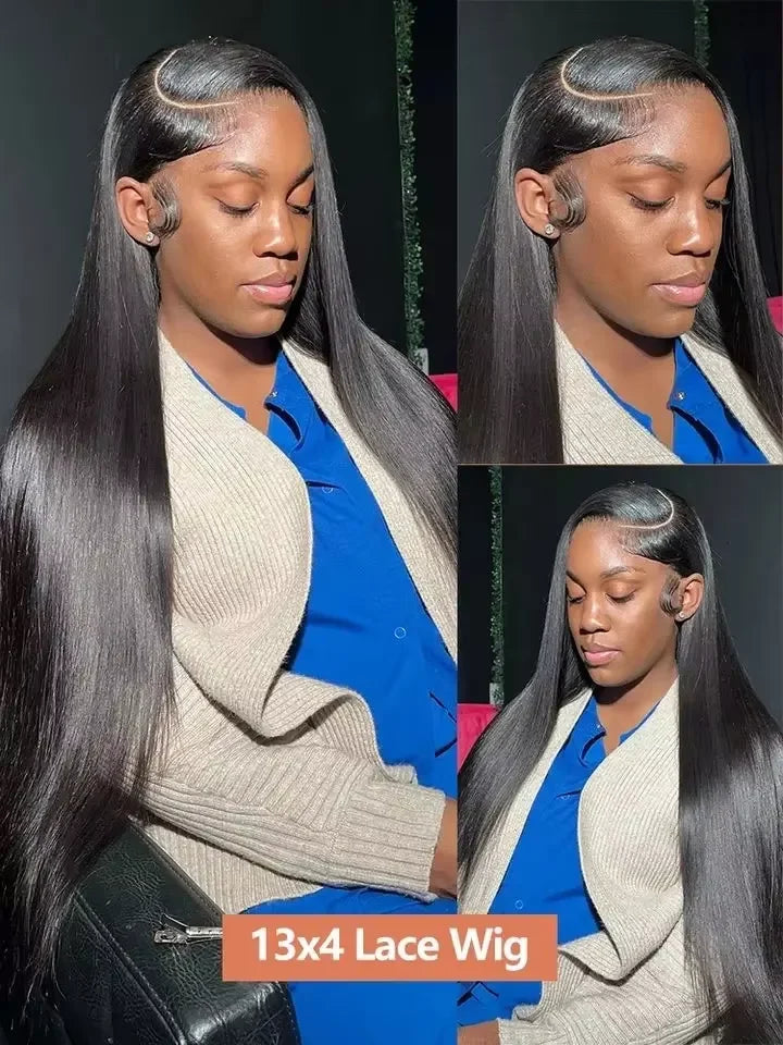 Bone Straight 13x4 Lace Frontal Wig For Women 5x5 Glueless Invisi-Drawstring Black Human Hair Wig 13X6 Lace Front Wig Human Hair