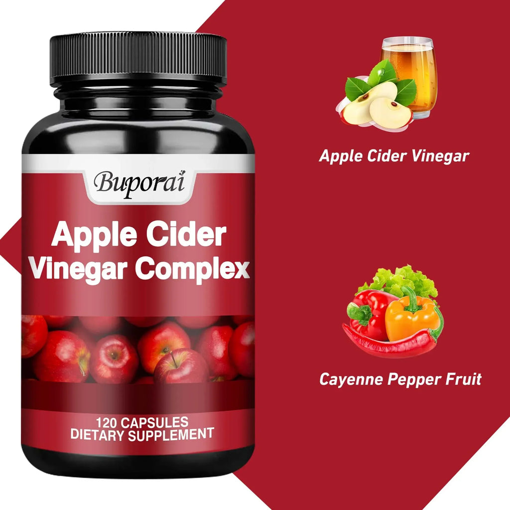 Apple Cider Vinegar - Improves Digestion, Appetite Suppression,Weight Management, Relieves Bloating - 120 Capsules