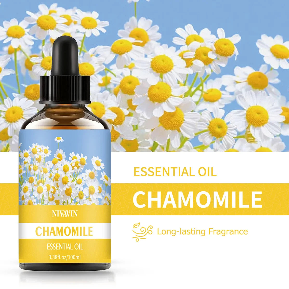 30ml/60ml/100ml chamomile essential oil is suitable for facial hydration, moisturizing, hair care, skin care, and perfume making