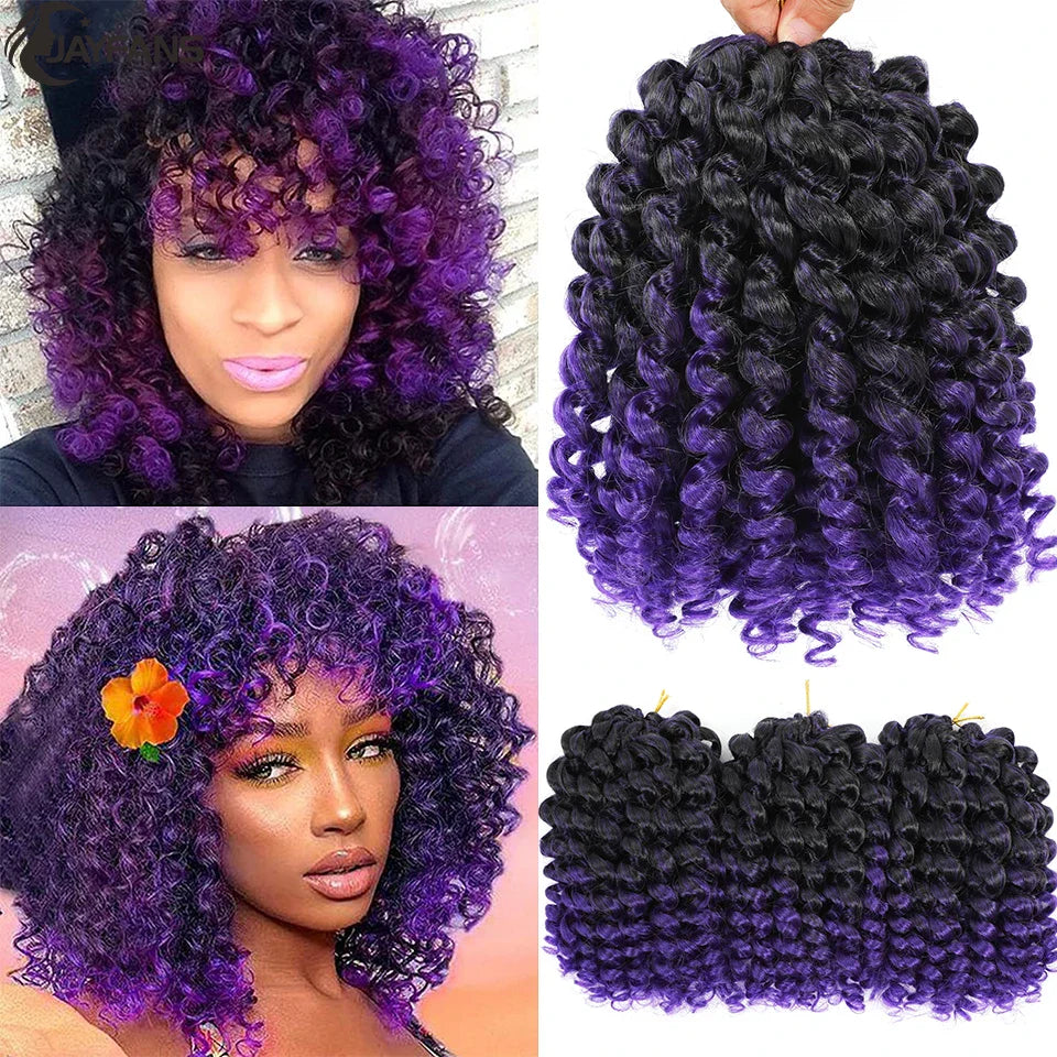 1- 5 Packs 8 inch Jumpy Wand Curl Jamaican Bounce Crochet Hair Natural Black Wand Curls Crochet Hair Short Curly Crochet Braids