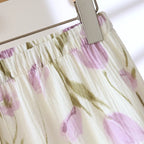 2025 Women's New Summer Pajama Set 100% Cotton Crepe Vest+Shorts Two Piece Loose Home Clothing Set Sleepwear Ladies