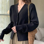 AOSSVIAO Knitted Casual Cardigan 2025 Autumn Winter Elegance Solid Color V-neck Sweater Unique and Niche Slim Fit Tops