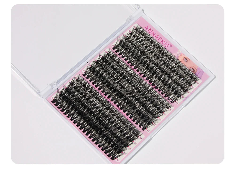 ANNAFRIS 300Pcs DIY Cluster Lash Extension Kit Color individual Lashes Kit with Lash Bond&Seal Remover Tweezers