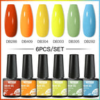 6PCS/SET Glitter Bright Pink Peach Gel Nail Polish Kit Spring Colorful Semi Permanent Soak Off Art UV Gel Varnish For Manicure