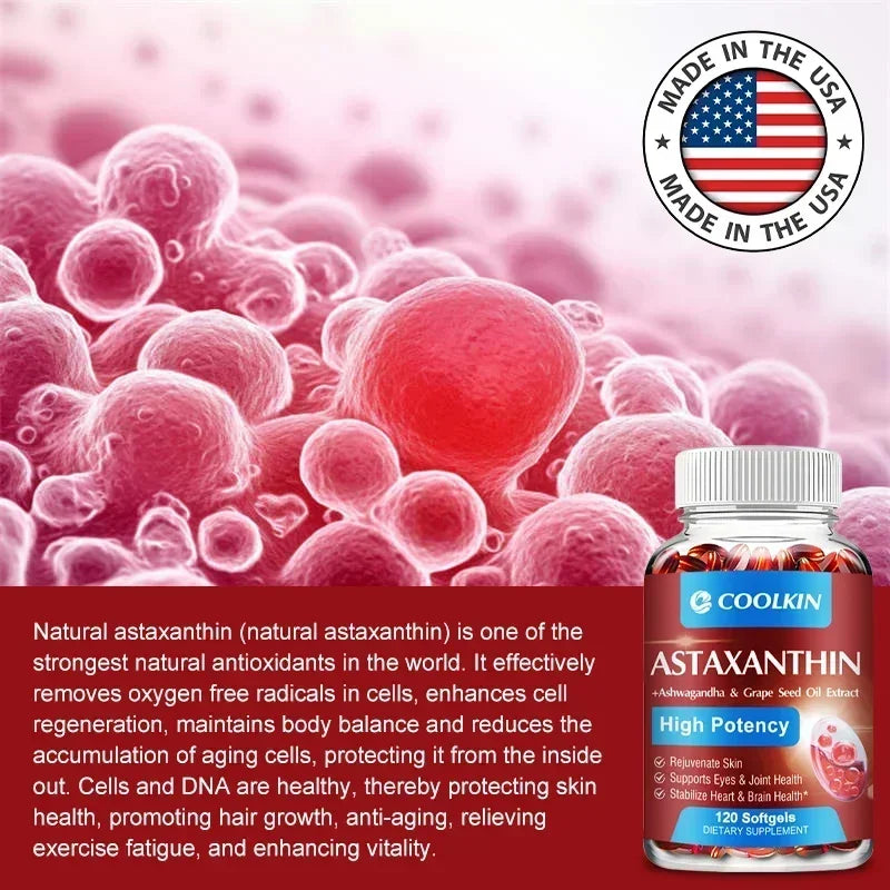 Astaxanthin 24mg - with Ashwagandha, Grape Seed Oil Extract - for Joint, Brain, Immune and Heart Support Diet