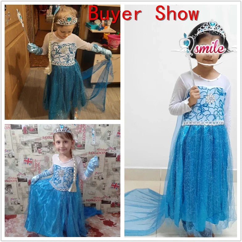 Elsa Dress for Girls 3-10Y Birthday Role Elsa Princess Dress For Kids Halloween 2024 Carnival Easter Party Cosplay Girls Costume