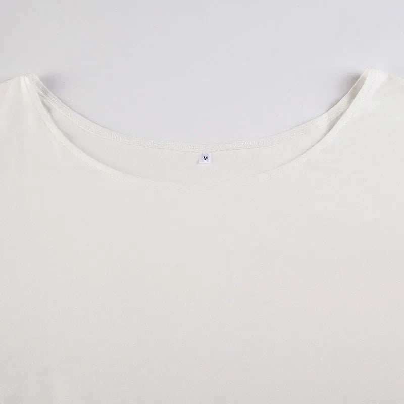 BIIKPIIK Casual Off Shoulder Solid Knitted Tops Concise Skew Collar Long Sleeve Autumn Tees For Women Sporty Irregular T-shirts