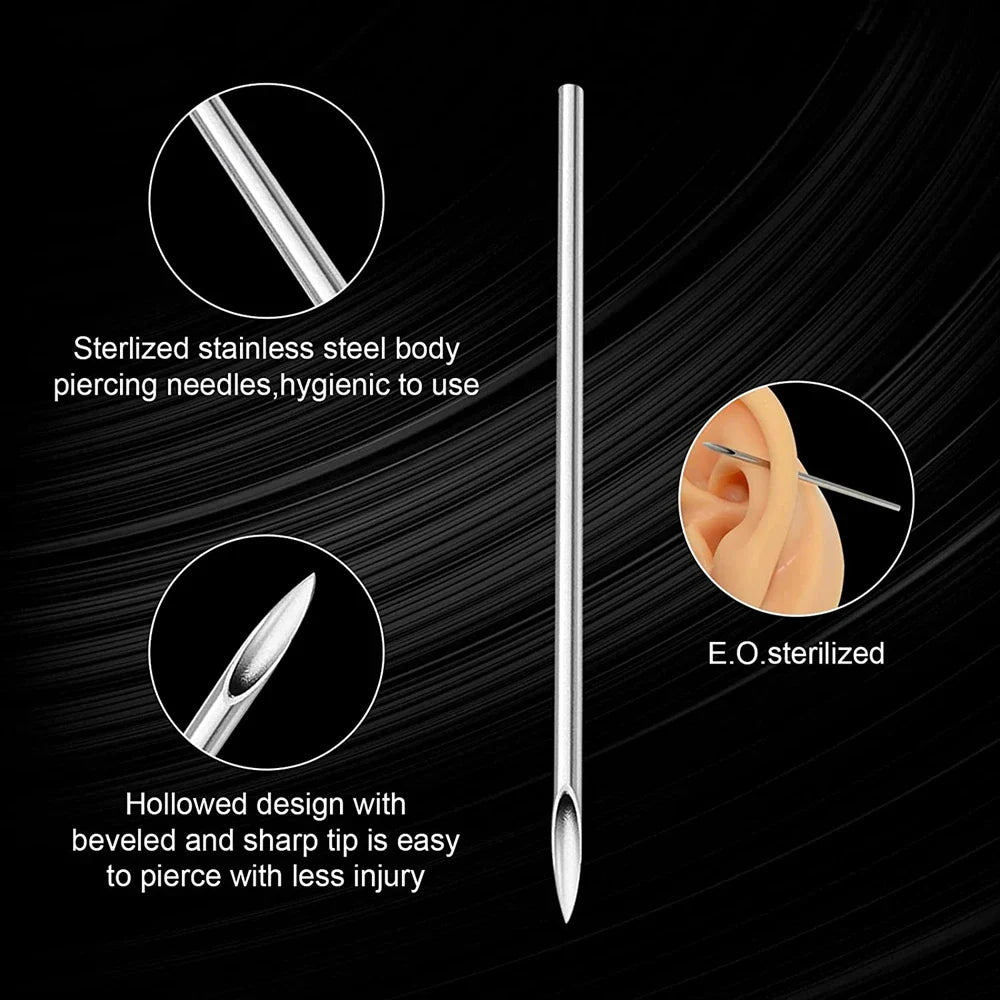 100/50/5pcs Disposable Piercing Needles 12G 14G 16G 18G 20G Ear Nose Navel Nipple Sterile Piercing Needle Permanent Makeup Tools