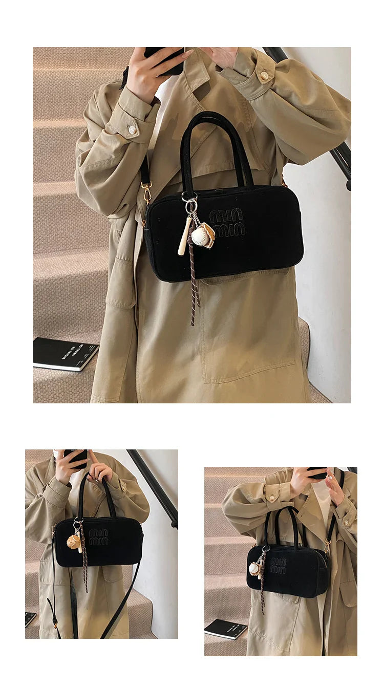 2025 new high-end luxury designer Boston handbag female niche retro fashion all-match pillow bag shoulder messenger bag trend