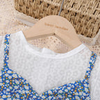 Bear Leader Girls Floral Dresses 2023 Summer New Children's Rustic French Chiffon Floral Fake Two Pieces Halter Dress