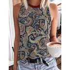 Ethnic Style Paisley 3D Print Tank Tops Women Retro Streetwear Y2k Oversized O-Neck Vest Off Shoulder Sleeveless Woman Camisole