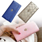 Black Long Wallets for Women PU Leather Diamond Pattern Purse Card Holder Crown Buckle Ladies Phone Bag Fashion Clutch Bag