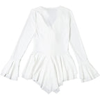 2025 New Autumn Irregular Hem Dress Women Y2K Flare Sleeve V-Neck Bandage Stretch Elegant Birthday Party Chic Hipster Bodycon