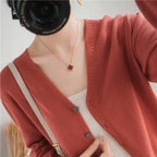 100% Cotton Line Long Sleeve V-Neck Knitted Cardigan Women Loose Short Solid Color Simple Sun Protection SMY K61