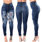 Botvotee Ripped Skinny High Waisted Pencil Jeans for Women Casual Y2K Streetwear Denim Pants Dark Blue Elastic Jeans Woman