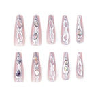24pcs Manicure Long Almond False Nails Stiletto Ballerina Fake Nials Detachable Halloween Bat French Nail Tips DIY