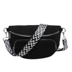 Corduroy Chest Bag Fashion Fanny Pack Wide Guitar Strap Casual Waist Bag Multi-pockets Hobo Sling Bag Outdoor Travel Bag