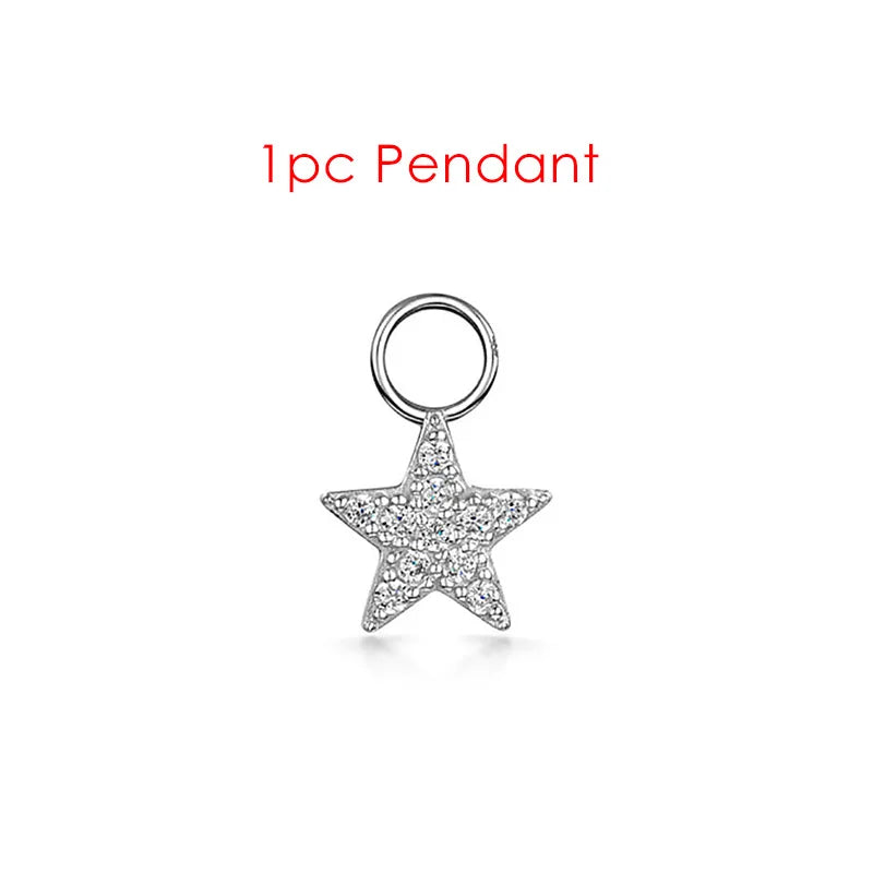 1PC Little Star Moon Snake Crystal Charms Pendant Helix Daith Earrings for Women Hanging Matching Piercing Lobe Tragus Jewelry