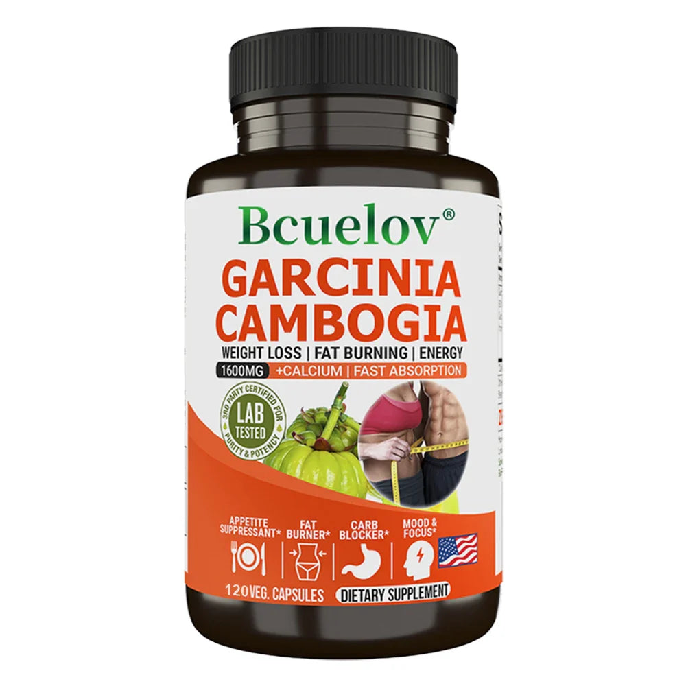 100% Pure Garcinia Cambogia 1600 mg Supplement - HCA Extract, Fast Absorbing, Carb Blocker Metabolism, 120 Capsules
