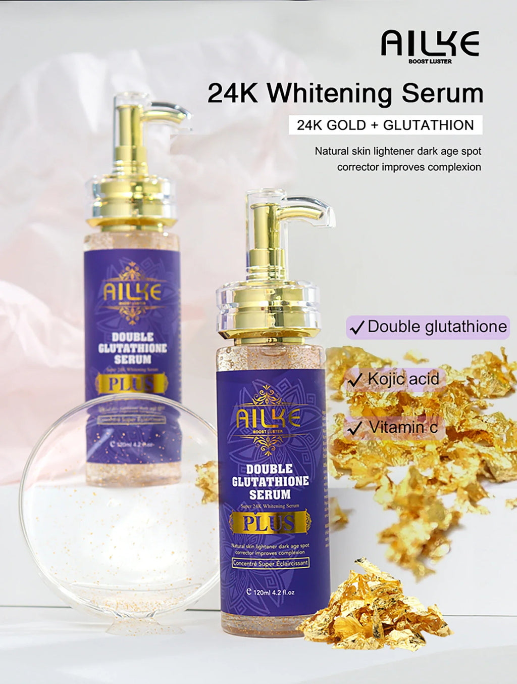 AILKE Glutathione Bleaching Cream, Advanced Lightening Lotion, Glowing Cream For Inner Thighs, Bikini Area Underarms, Natural