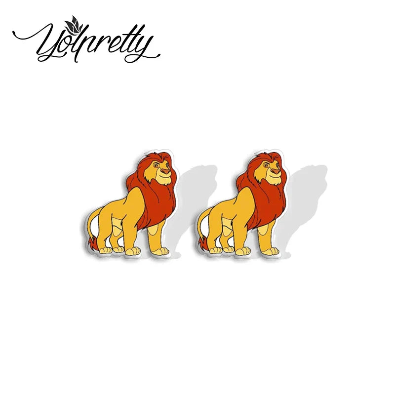 2024 New Lion King Little Lion Simba and Friends Epoxy Handcraft Acrylic Stud Earrings