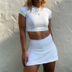 2025 Spring New Short Sleeve T-Shirt Women Solid Simple Casual Soft All-Match Hot Basic Crop Tops Tees Summer Fashion Slim Fit T