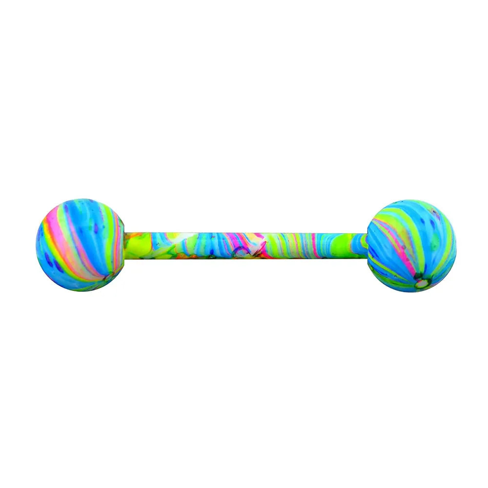 1PCS/4PCS 14G Stainless Steel Tongue Rings Barbell Rainbow Colorful Tongue Bar Piercing Body Jewelry