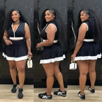 CM.YAYA Women's Set Sleeveless V-neck Vest  + Pleated Skirts 2025 Summer Cute Street Beach Two 2 Piece Sets Outfits Tracksuit