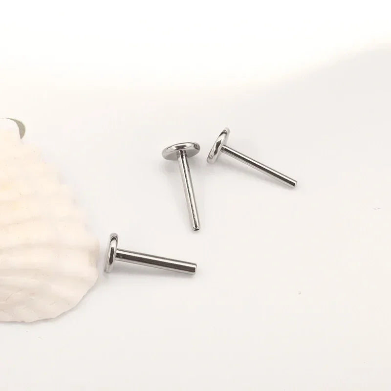 10pcs/lot ASTM F136 Titanium 16G 18G 20G Push In Plug Back Base Stud Earrings Lips Nose Piercing Tragus Body Jewelry Accessories